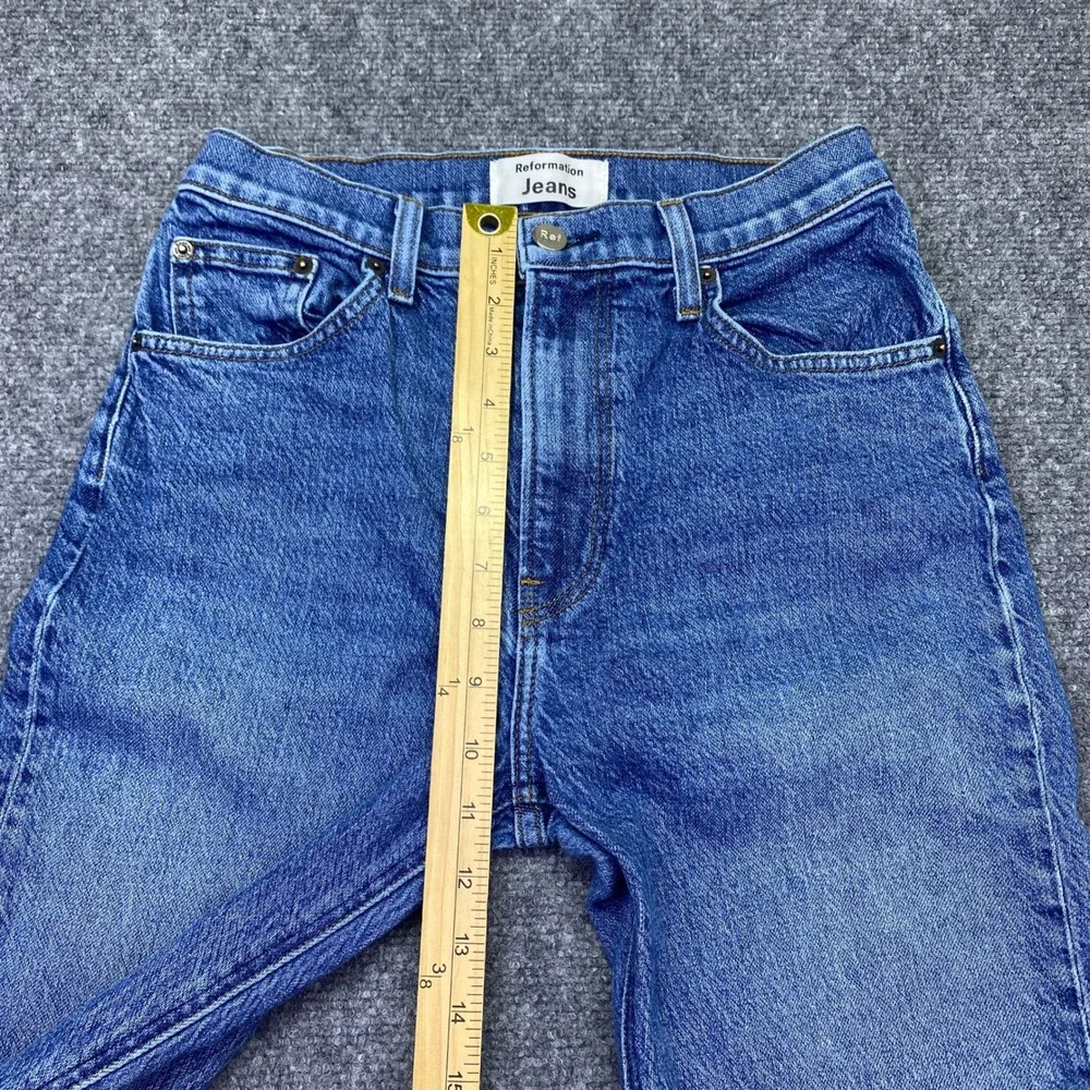Reformation Jeans Liza High Straight Newport Wash Blue Denim Size 26 Grunge